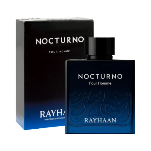 Perfume Nocturno de Rayhaan, fragancia de lujo con ámbar, cuero y maderas oscuras. Intensa, sofisticada y perfecta para la noche, disponible en Orient Fragance.
