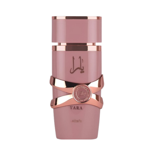 Perfume Yara Elixir de Lattafa, fragancia árabe moderna, dulce y sofisticada.