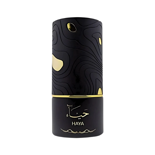 Perfume Haya Al Absar de Lattafa sobre fondo lujoso, aroma intenso y oriental
