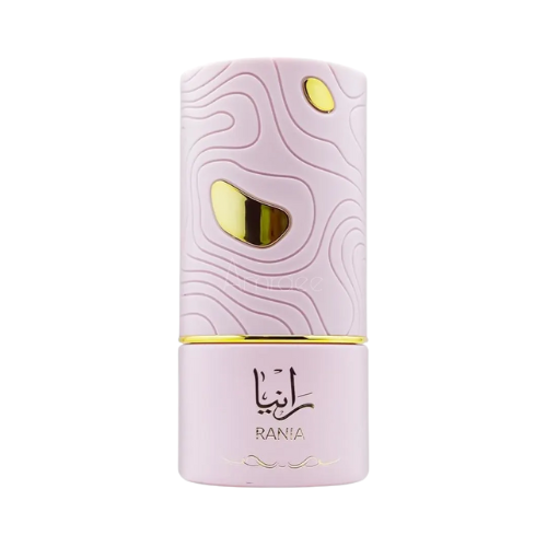 Perfume Rania Al Absar sobre fondo lujoso, aroma oriental con notas florales.