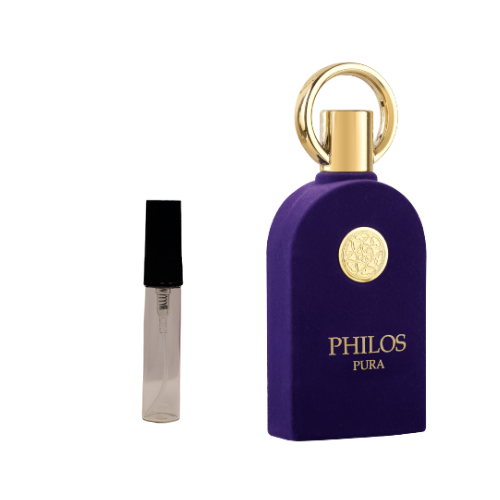 Muestra del perfume Philos Pura, fragancia de lujo con aroma limpio, floral y elegante. Un perfume sofisticado que refleja pureza y frescura