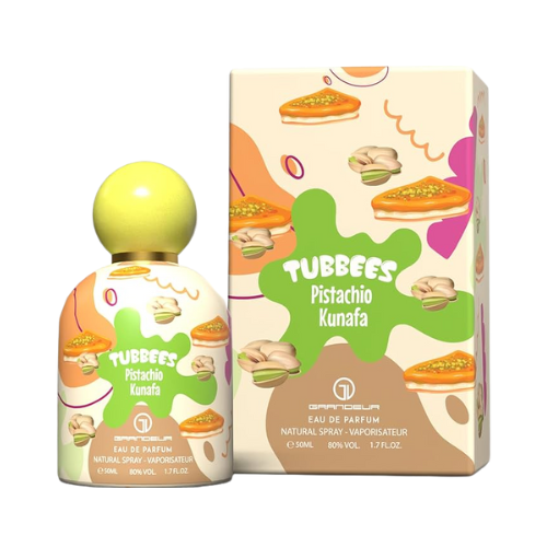 Perfume Pistachio Kunafa de Tubbees, fragancia de lujo con pistacho, vainilla y miel. Dulce, cremosa y oriental, disponible en Orient Fragance.