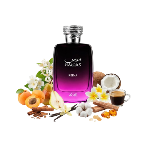 Rasasi Hawas Reina perfume unisex 100 ml con vainilla, jazmín, coco, café y ámbar