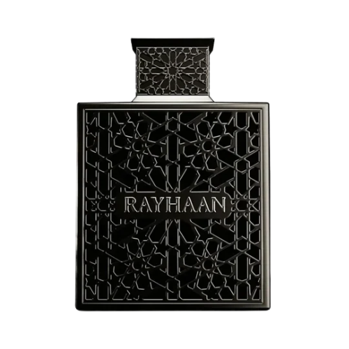 Rayhaan Obsidian perfume unisex 100 ml frasco oscuro elegante fragancia oriental con iris y cuero
