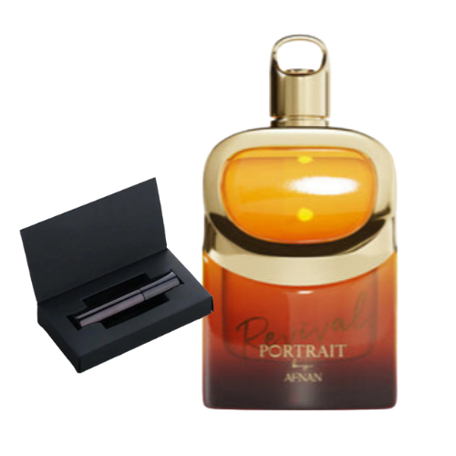Muestra de Revival Portrait de Afnan, perfume moderno y envolvente con carácter oriental. Ideal para quienes buscan un aroma actual y distintivo