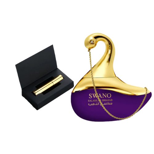 Muestra del perfume Swano Salasil Dhahab, fragancia de lujo árabe con notas ambaradas y orientales. Elegancia dorada y sofisticada en cada gota.