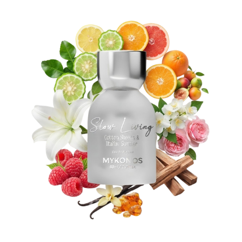 Detalle del frasco Slow Living acabado premium perfume unisex moderno