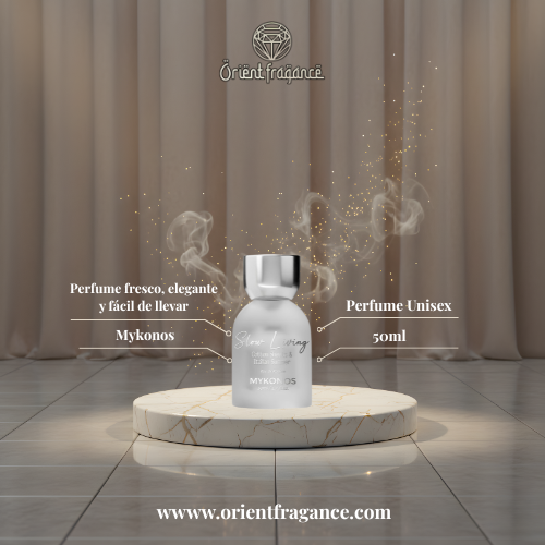 Mykonos Slow Living presentación premium perfume unisex 50 ml