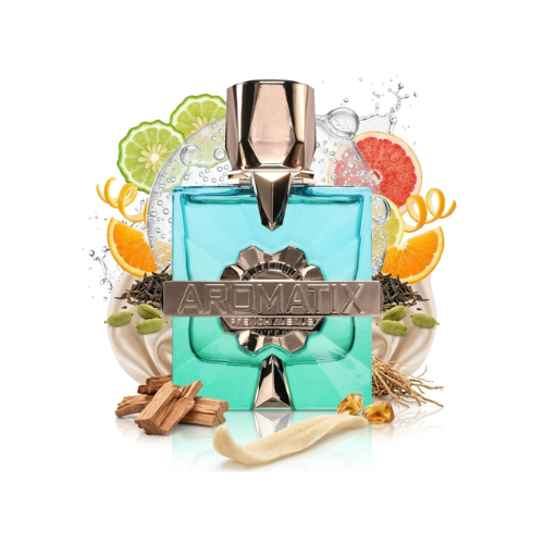 Detalle del frasco Sun Kissed perfume unisex premium con notas cítricas y té aromático