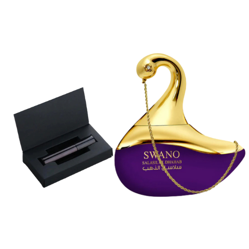 Muestra del perfume Swano Salasil Dhahab, fragancia de lujo árabe con notas ambaradas y orientales. Elegancia dorada y sofisticada en cada gota.