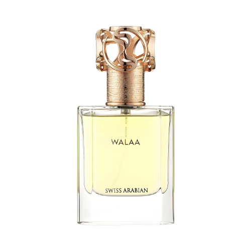 Swiss Arabian Walaa perfume unisex 50 ml frasco elegante diseño limpio moderno y sofisticado