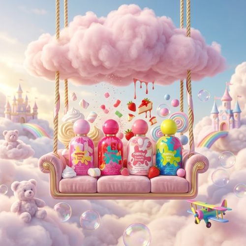 Tubbees Viral Pack cofre de 4 perfumes gourmand más vendidos con Dream Treats, Pink Sugar, Strawberry Cheesecake y Bubble Gum