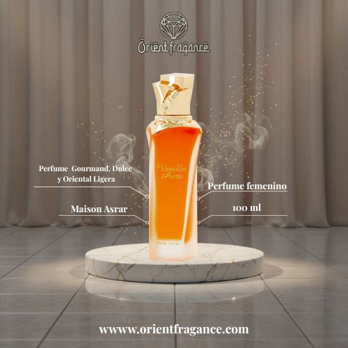 Vanilla Aura de Maison Asrar, perfume inspirado en Vanille Planifolia Extrait 21 de Guerlain. Vainilla profunda, ambarada y extremadamente elegante