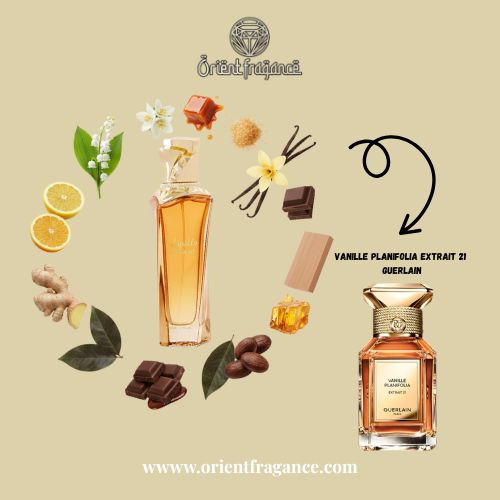 Vanilla Aura de Maison Asrar, perfume inspirado en Vanille Planifolia Extrait 21 de Guerlain. Vainilla profunda, ambarada y extremadamente elegante