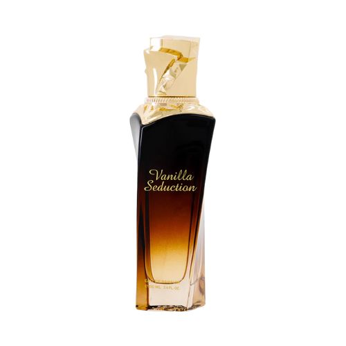 Vanilla Seduction de Maison Asrar, perfume de lujo con vainilla intensa, ámbar y flores cremosas. Sensual, elegante y adictivo